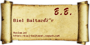 Biel Baltazár névjegykártya